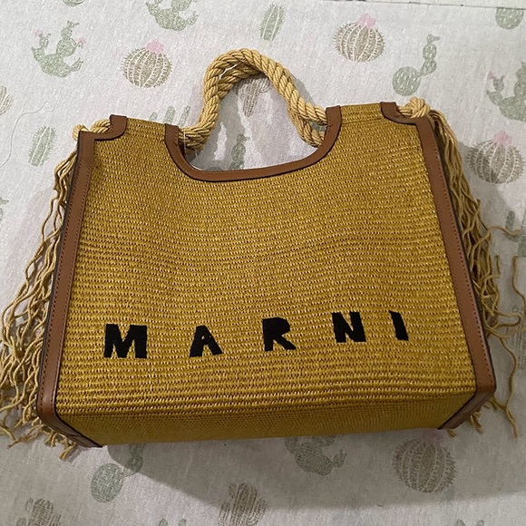 Marni Tassel Decorative Woven Tote Bag - Picture 1 of 7